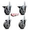 Service Caster 4'' Thermoplastic Rubber Swivel 3/4'' Square Stem Caster Set 2 Brakes, 4PK SCC-SQ20S414-TPRB-PLB-34-2-S-2 - alternate 4
